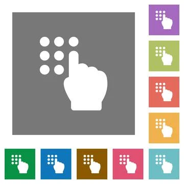 Typing security code square flat icons Illustrazione stock
