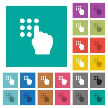 Typing security code square flat multi colored icons Illustrazione stock