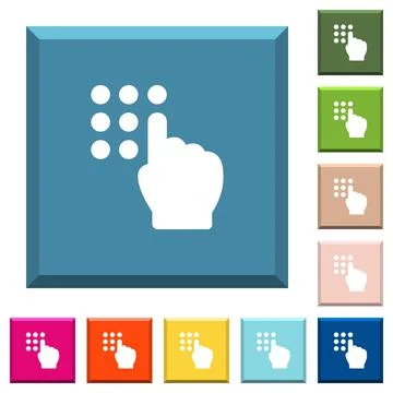 Typing security code white icons on edged square buttons Illustrazione stock