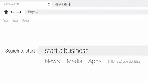 Typing start a business into an web page internet search engine Video stock 107956570