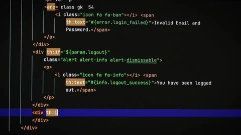 Typing a text code on a laptop screen close-up. Software development work Stock Footage 173044399