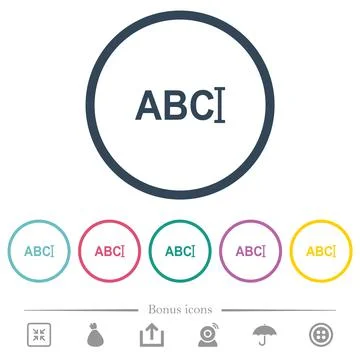 Typing text with cursor flat color icons in round outlines Stock Illustration