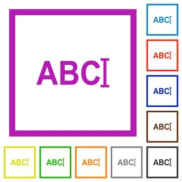 Typing text with cursor flat framed icons Stock Illustration