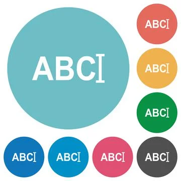 Typing text with cursor flat round icons Stock Illustration