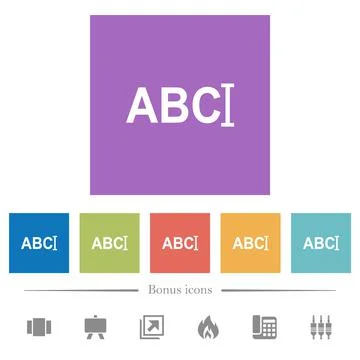 Typing text with cursor flat white icons in square backgrounds Stock Illustration