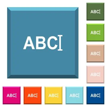 Typing text with cursor white icons on edged square buttons Stock Illustration
