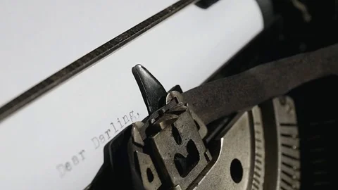 Typing text "Dear Darling," on white paper 스톡 동영상 75208480
