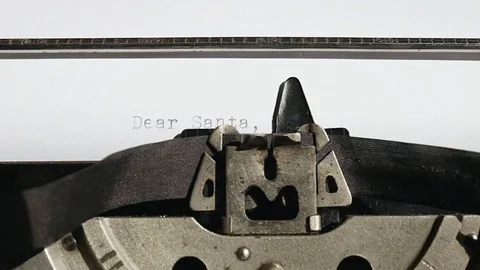 Typing text "Dear Santa" on white paper Stock Footage 75209426