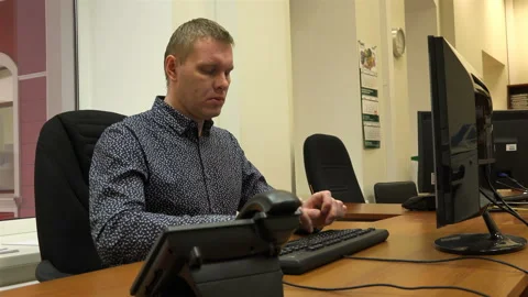 Typing text on the keyboard, the guy got angry at not working button Stock Footage 111167224