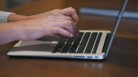 Typing text on laptop close up Stock Footage 150226225
