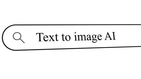Typing text in search bar for AI generated images and information Stock Footage 330421055