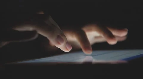 Typing text on a tablet pc at dark Stock Footage 57332208