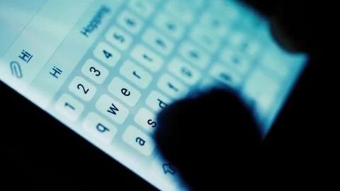 Typing texting message on a smartphone in portrait mode Video stock 73071113