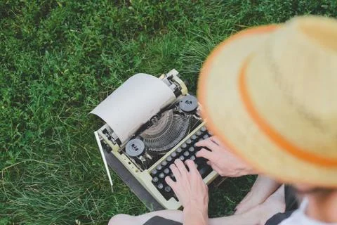 Typing on a typewriter Stock Photos