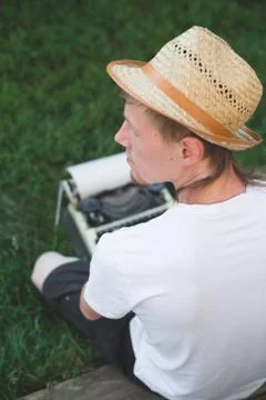 Typing on a typewriter Stock Photos