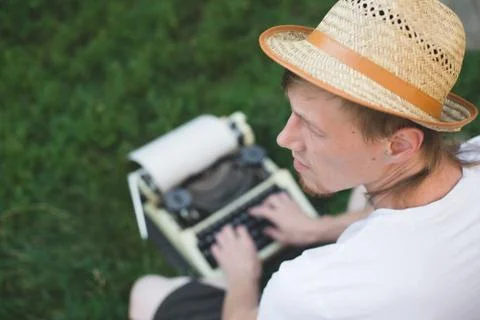 Typing on a typewriter Stock Photos