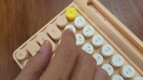 Typing on Unique Computer Keyboard on Wooden Desk Stock Footage 311796025