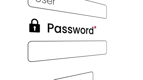 Typing username and password login page animation isolated on white background Stockbeeldmateriaal 332266570
