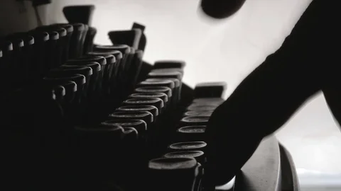 Typing on Vintage Typewriter Close-Up, Macro Stock Footage