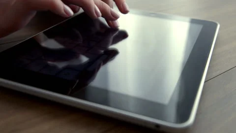 Typing on a virtual keyboard of tablet pc Stock Footage 88825955