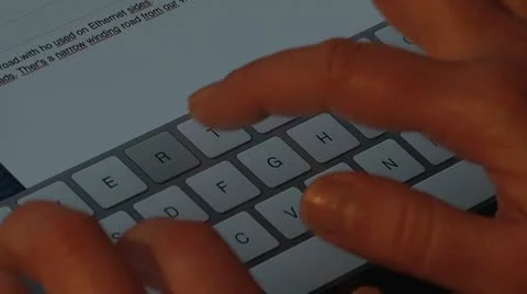 Typing on Virtual Touchscreen Keyboard. Stock Footage 10747669