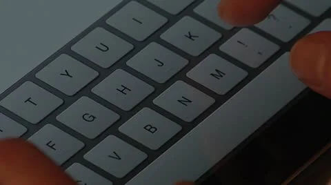 Typing on Virtual Touchscreen Keyboard. Video stock 10747738