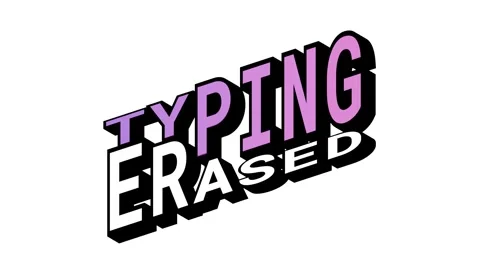 TYPING vs ERASED, 3D Text Animation in Isometric View with Opposite Word Motion Stock Footage 314264146