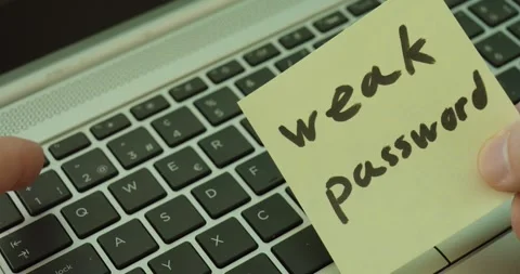 Typing Weak Password 123456 on Laptop – Cybersecurity Risk Concept Stock Footage 334364243