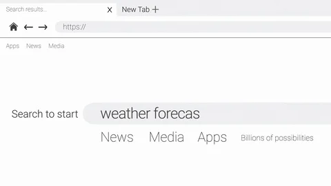 Typing weather forecast into an web page internet search engine 스톡 동영상 107956619