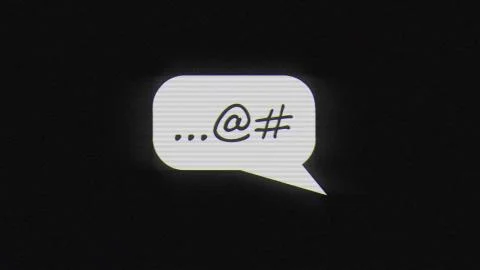 Typing in web chat bubble human bad habit in glitch effect Stock Illustration