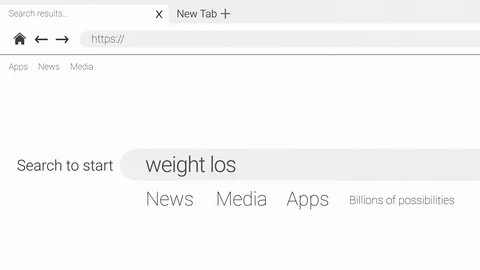Typing weight loss into an web page internet search engine Vídeo Stock 107956636