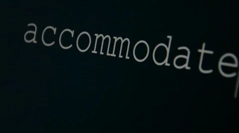 Typing word accommodate Stock Footage 45707724