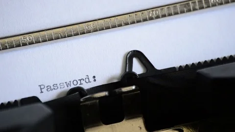 Typing the word Password: with an old manual typewriter Stock Footage 72713229