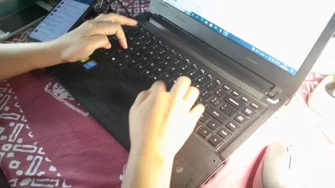 Typing work with laptop 스톡 동영상 217851529