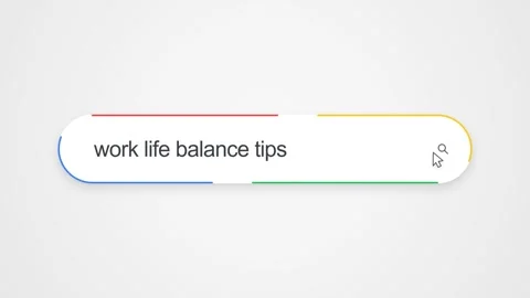 Typing Work Life Balance Tips in Search Bar - Close Up Technology Concept Stock Footage 343808973