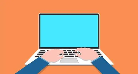 Typing Working On Laptop Vector Illustration Background Stock Illustration