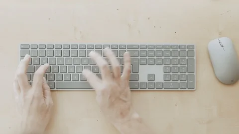 Typing Writing On Keyboard In front Of Computer Hands Closeup Stock Footage 93051536