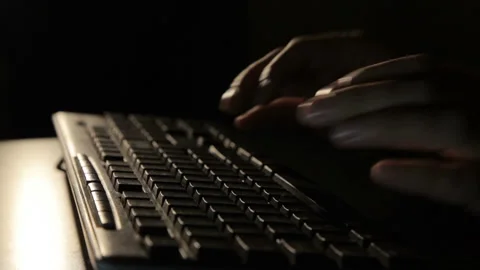 Typing on your keyboard in the dark at night Stock-Footage 88764088