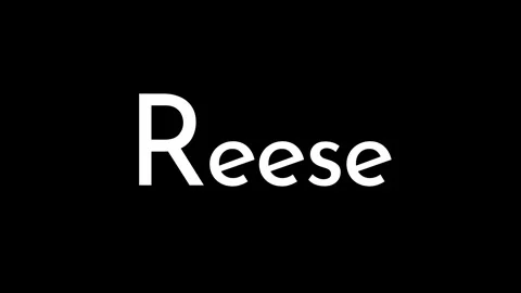 A typographic animation the name Reese in white cursive on black background Stock Footage 339436678