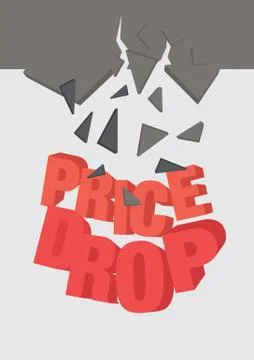 Typographic design of Price Drop falling down. Stock Illustration