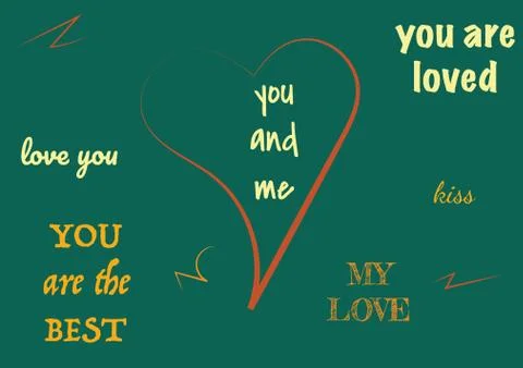 Typographic design text set for valentine day. Modern elements for business,  Stock Illustration