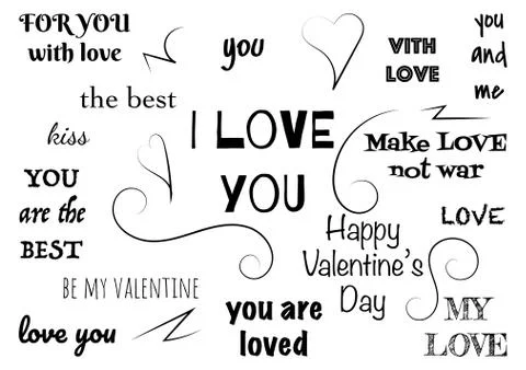 Typographic design text set for valentine day. Modern elements for business,  Stock Illustration