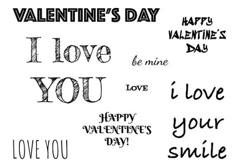 Typographic design text set for valentine day. Modern elements for business,  Stock Illustration