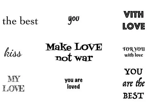 Typographic design text set for valentine day. Modern elements for business,  Stock Illustration