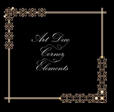 Typographic document corner in gold art deco design, luxurious decorative Stock Illustration