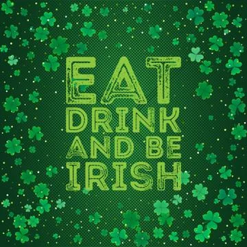 Typographic Saint Patrick's Day background. Vector design for greeting ca Stock Illustration