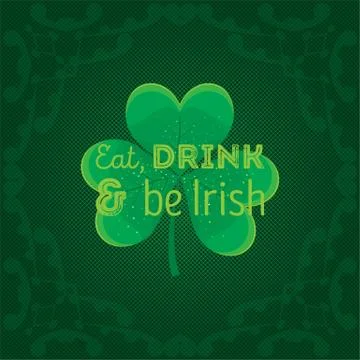 Typographic Saint Patrick's Day background. Vector design for greeting ca Stock Illustration