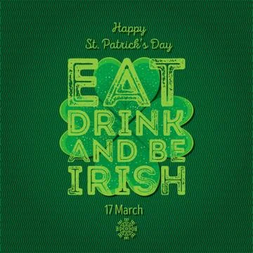 Typographic Saint Patrick's Day background. Vector design for greeting ca Illustrazione stock