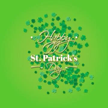 Typographic Saint Patrick's Day background with clover leaves. Vector des Stock Illustration