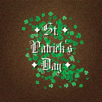 Typographic Saint Patrick's Day background with clover leaves. Vector des Stock Illustration